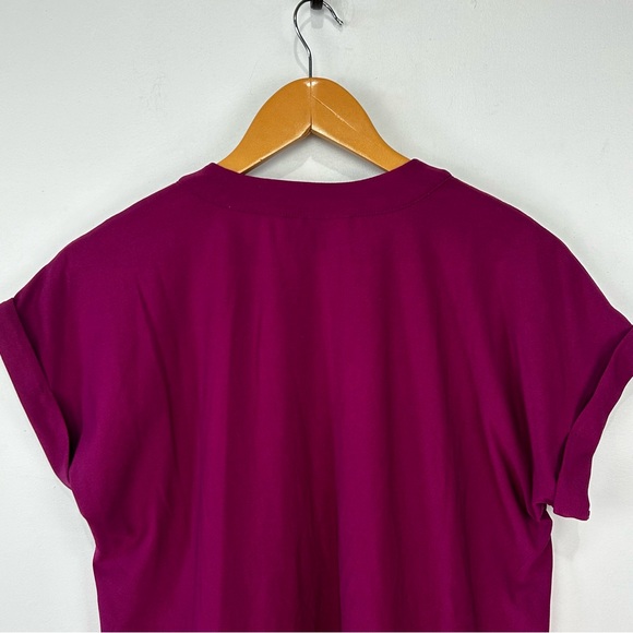 LILY MORGAN purple short sleeve blouse L - Picture 7 of 8